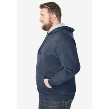 KingSize Men's Big & Tall Fleece Pullover Hoodie - 6XL, Cool Blue Marble