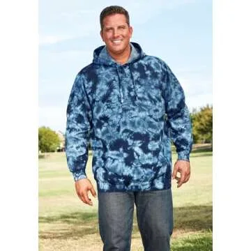 KingSize Men's Big & Tall Fleece Pullover Hoodie - 6XL, Cool Blue Marble