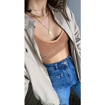 JoycuFF Dainty Layered Initial Necklaces Gift for Women, 18K Gold Plated Paperclip Chain Necklace Si...