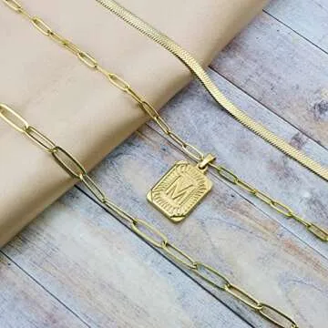 JoycuFF Dainty Layered Initial Necklaces for Women