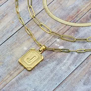 JoycuFF Dainty Layered Initial Necklaces for Women