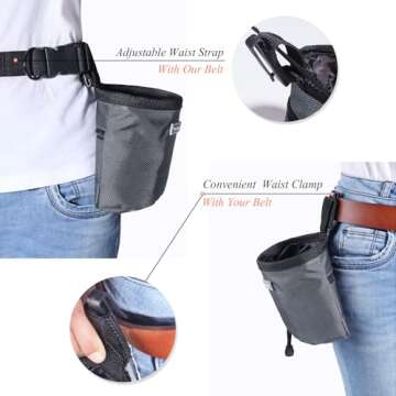 VIVAGLORY PawTreat Dog Treat Pouch Dog Training Treat Pouch Puppy Treat Bag Pet Treat Belt Bag for Walking Belt Holder Clip On Strap Poop Bag Waist Snack Reward Food Wearable 4 Cups Grey
