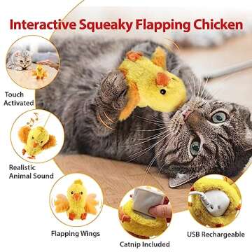 Gigwi Interactive Flapping Cat Toys Catnip, Electronic Flappy Toys Motion Activated, Automatic Cat T...