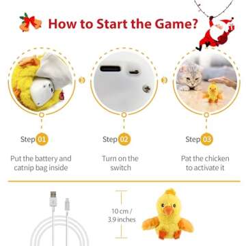 Gigwi Interactive Flapping Cat Toys Catnip, Electronic Flappy Toys Motion Activated, Automatic Cat Toys for Indoor Cats, USB Rechargeable Cat Enrichment Toy for Hunting and Kicker, Chicken Style