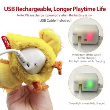 Gigwi Interactive Flapping Cat Toys Catnip, Electronic Flappy Toys Motion Activated, Automatic Cat Toys for Indoor Cats, USB Rechargeable Cat Enrichment Toy for Hunting and Kicker, Chicken Style