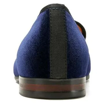 Men's Vintage Velvet Loafer Men Plain Men Shoes Slip-on Loafer Smoking Slipper Blue Plain US 7