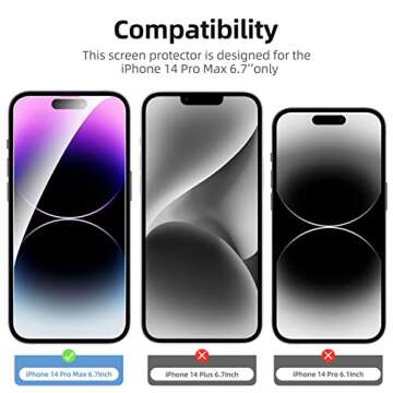 NEW'C 3 Pack Tempered Glass Screen Protector for iPhone 14 Pro Max