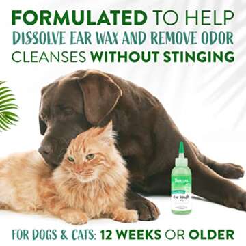 TropiClean Cocoa Butter Ear Wash for Dogs & Cats | Alcohol Free Dog Ear Cleaner Solution | Pet Ear Wash Derived from Natural Ingredients | Made in the USA | 4 oz.