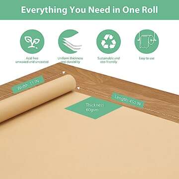 OcePor Brown Paper Roll 15"×450", Craft Paper, Kraft Paper Roll, Wrapping Paper, Packing Paper for ...