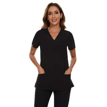 COZYFIT Scrubs for Women Set - Stretch V-Neck Scrub Top & Jogger Pant with 8 Pockets, Yoga Waistband, Anti Wrinkle, Slim Fit Women Scrubs