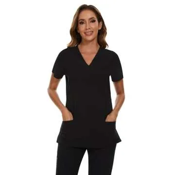 COZYFIT Scrubs for Women Set - Stretch V-Neck Scrub Top & Jogger Pant with 8 Pockets, Yoga Waistband, Anti Wrinkle, Slim Fit Women Scrubs