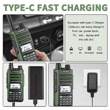 BAOFENG GM-15 Pro GMRS Handheld Radio 8W Long Range Walkie Talkie NOAA Weather Receiver and Scan Rechargeable GMRS Repeater Capable Two Way Radio with USB-C Charger Full Kit,2Pack