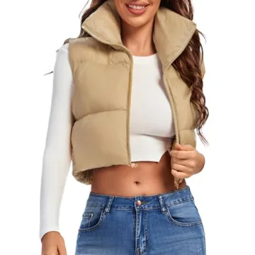 Fuinloth Women's Padded Vest - Chic Cropped Puffer Gilet for Fall