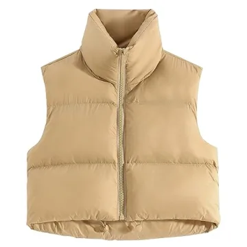 Fuinloth Women's Cropped Puffer Vest for Stylish Comfort
