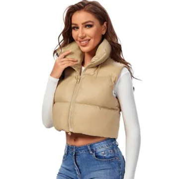 Fuinloth Women's Cropped Puffer Vest for Stylish Comfort