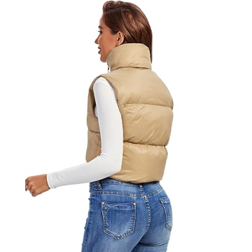 Fuinloth Women's Cropped Puffer Vest for Stylish Comfort