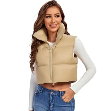Fuinloth Women's Cropped Puffer Vest for Stylish Comfort
