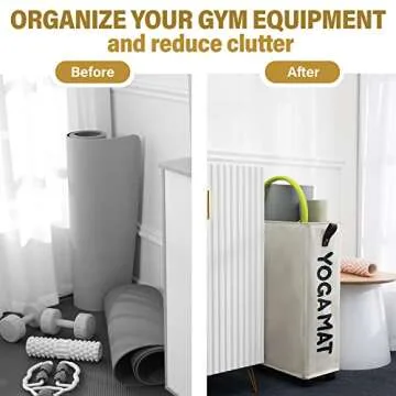 Twira Yoga Mat Storage Racks 22'', Home Gym Storage Rack for Foam Roller, Yoga Strap and Resistance Bands, Workout Equipment Corner Storage Organizer with Wheels(Pink)