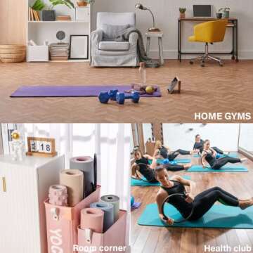 Twira Yoga Mat Storage Racks 22'', Home Gym Storage Rack for Foam Roller, Yoga Strap and Resistance Bands, Workout Equipment Corner Storage Organizer with Wheels(Pink)