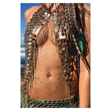 Ytzada Women's Body Belly Chain Silver Bra Jewelry Sexy Necklace Bikini for Beach Party