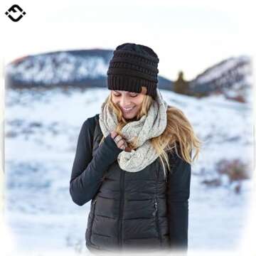 Funky Junque Women's Super Soft Chunky Knitted Infinity Scarf - Confetti Oatmeal Design