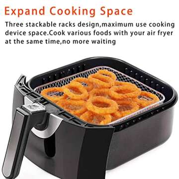 Air Fryer Rack for COSORI Air Fryer,Instant Vortex,Philips Air Fryer,8 inch Square Stackable Racks,S...