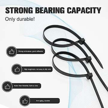 600PCS Multi-Purpose Nylon Zip Ties - Assorted Sizes for Every Need
