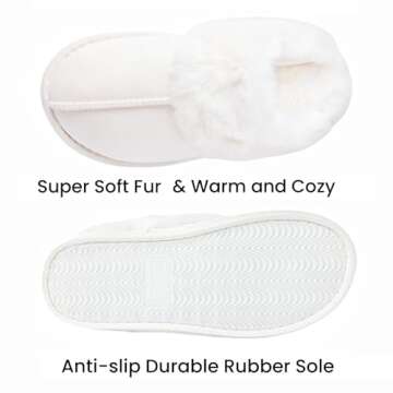 DCLTD Women's Fluffy Slippers Warm Cozy Slide Fuzzy Slides Comfy Plush Slip on House Shoes Anti-Slip...