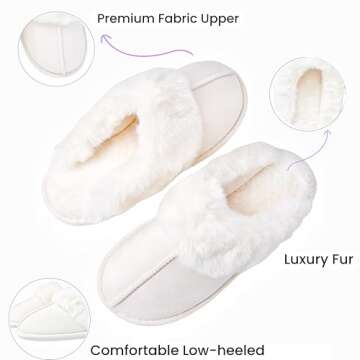 DCLTD Women's Fluffy Slippers Warm Cozy Slide Fuzzy Slides Comfy Plush Slip on House Shoes Anti-Slip Soft Sole Slippers for Women