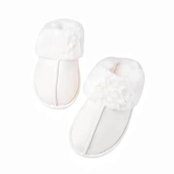 DCLTD Women's Fluffy Slippers Warm Cozy Slide Fuzzy Slides Comfy Plush Slip on House Shoes Anti-Slip Soft Sole Slippers for Women