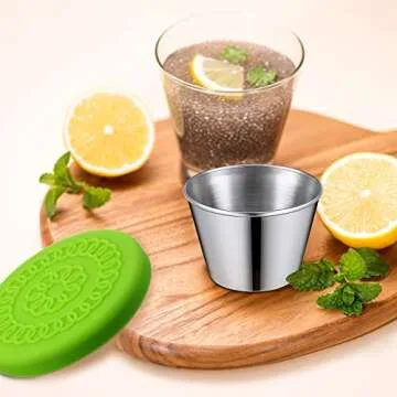 Potchen 20 Pack Stainless Steel Dipping Cups with Lid