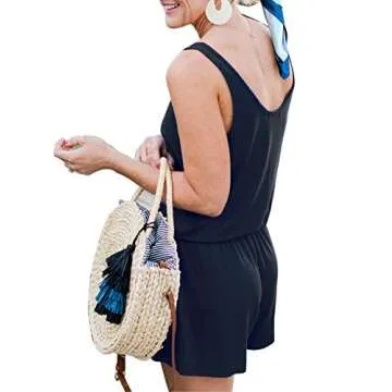 Mingriya Women's Summer Loose Tank Top Jumpsuit in Black