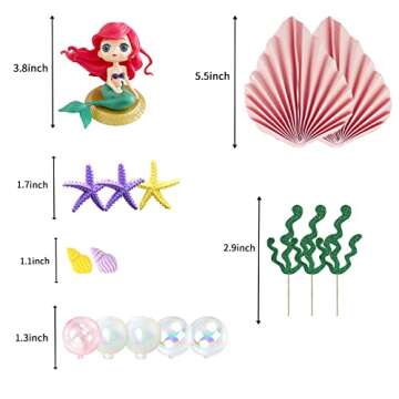 16 PCS Mermaid Cake Toppers for Mermaid Under the Sea Themed Birthday Wedding Baby Shower Party Deco...
