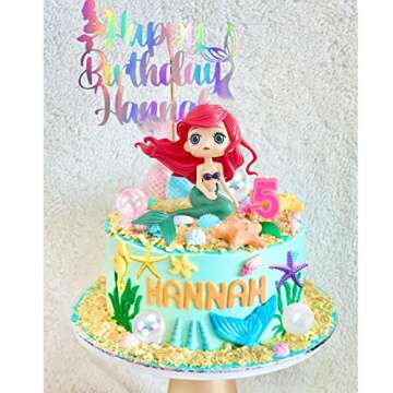 16 PCS Mermaid Cake Toppers for Mermaid Under the Sea Themed Birthday Wedding Baby Shower Party Decorations Supplies