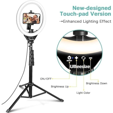 UBeesize 10’’ Ring Light with 62’’ Tripod Stand for Streaming