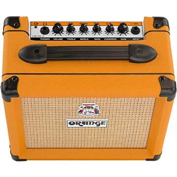 Orange Amps Crush 12-12W 1x6 Guitar Combo Amp Bundle w/Pig Hog 10' Orange Cream 2.0 Instrument Cable, Power Supply AC Adapter, 12x Picks & Polishing Cloth