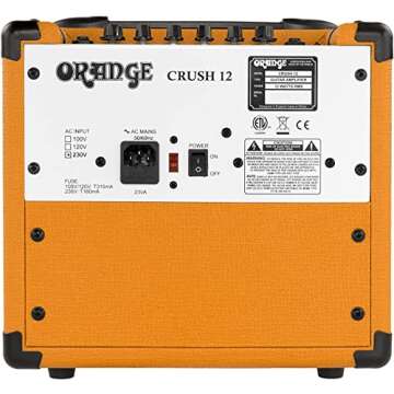 Orange Amps Crush 12-12W 1x6 Guitar Combo Amp Bundle w/Pig Hog 10' Orange Cream 2.0 Instrument Cable, Power Supply AC Adapter, 12x Picks & Polishing Cloth