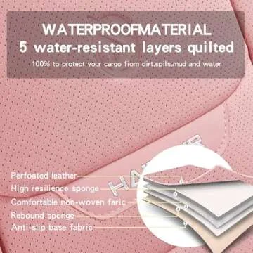 HAITOUR Universal Fit Full Coverage Leather Car Seat Covers for Cars Sedans Trucks SUVs,Waterproof Luxury Car Seat Protector,Car Seat Cushion Full Set,Pink Seat Cover for 5-Seats