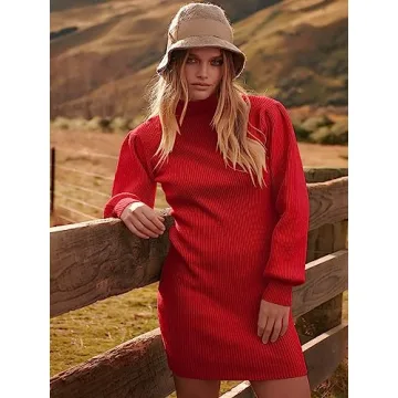 ANRABESS Women Mock Neck Sweater Dress | Stylish & Warm