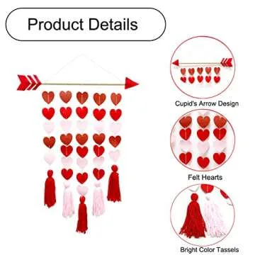 Valentine's Day Tassel Garland with Hearts and Tassels