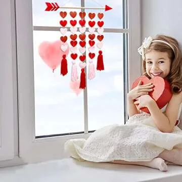 Valentine's Day Tassel Garland with Hearts and Tassels