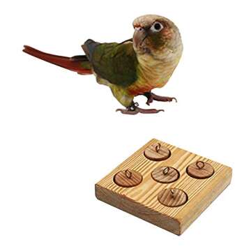 QBLEEV Bird Puzzles Board Toys, Trick Training Wood Blocks Foot Toys, Parrot Educational Color Wooden Activity Play Gym Accessories