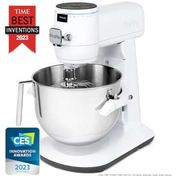 GE Profile Smart Stand Mixer with Built-In Smart Scale & Auto Sense Technology, 7qt Stainless Steel ...