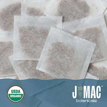 J Mac Botanicals, Chamomile Tea Organic Tea Bags (100 count) Premium Organic Chamomile tea from the Egypt, Eco-Conscious Tea Bags with no strings, staples, or tags.