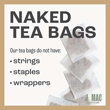 J Mac Botanicals, Chamomile Tea Organic Tea Bags (100 count) Premium Organic Chamomile tea from the Egypt, Eco-Conscious Tea Bags with no strings, staples, or tags.