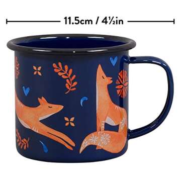 Folklore Woodland Watercolor Durable Travel Enamel Beverage Mug, Fox