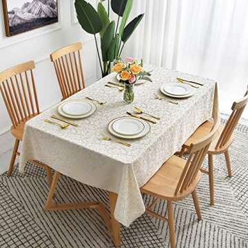 maxmill Jacquard Tablecloth Damask Design Spillproof Wrinkle Free Heavy Weight Soft Table Cloth Deco...