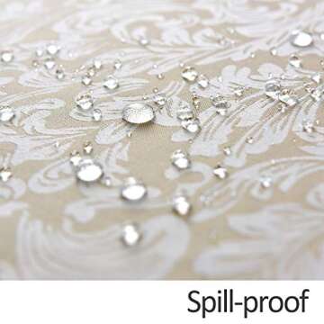 maxmill Jacquard Tablecloth Damask Design Spillproof Wrinkle Free Heavy Weight Soft Table Cloth Decorative Fabric Table Cover for Outdoor and Indoor Use Oblong 60 x 120 Inch Beige with White