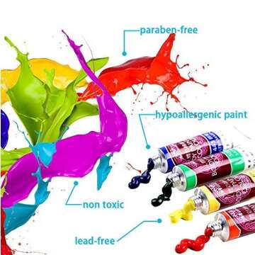 Face Paint Kit,12 Colors Professional Face Painting Tubes, Non-Toxic & Hypoallergenic Body Paint Halloween Makeup, Rich Pigment, Face Painting Kits (Great for Adult)