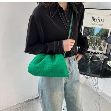 Women's Crossbody Bag Purse Soft Cloud Bag Fashion Dumpling One-shoulder Tote Bag Pleated Pouch Y2K ...